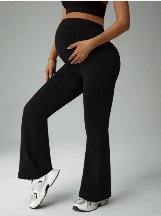Leggings informales para yoga, color negro y bota acampanada