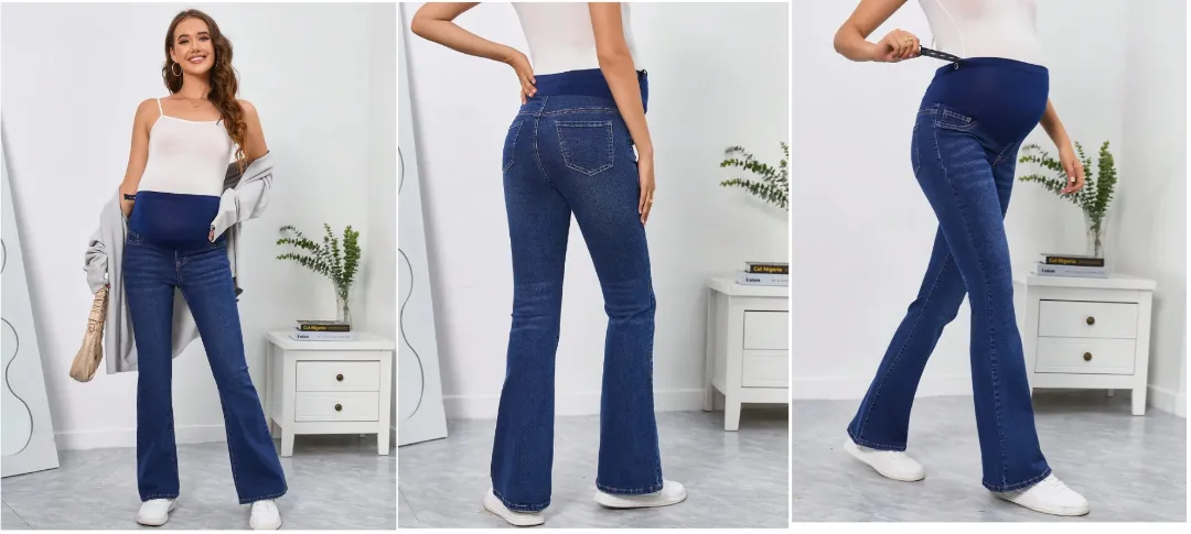 Jeans de mezclilla con bolsillos y cinta ajustable de cintura