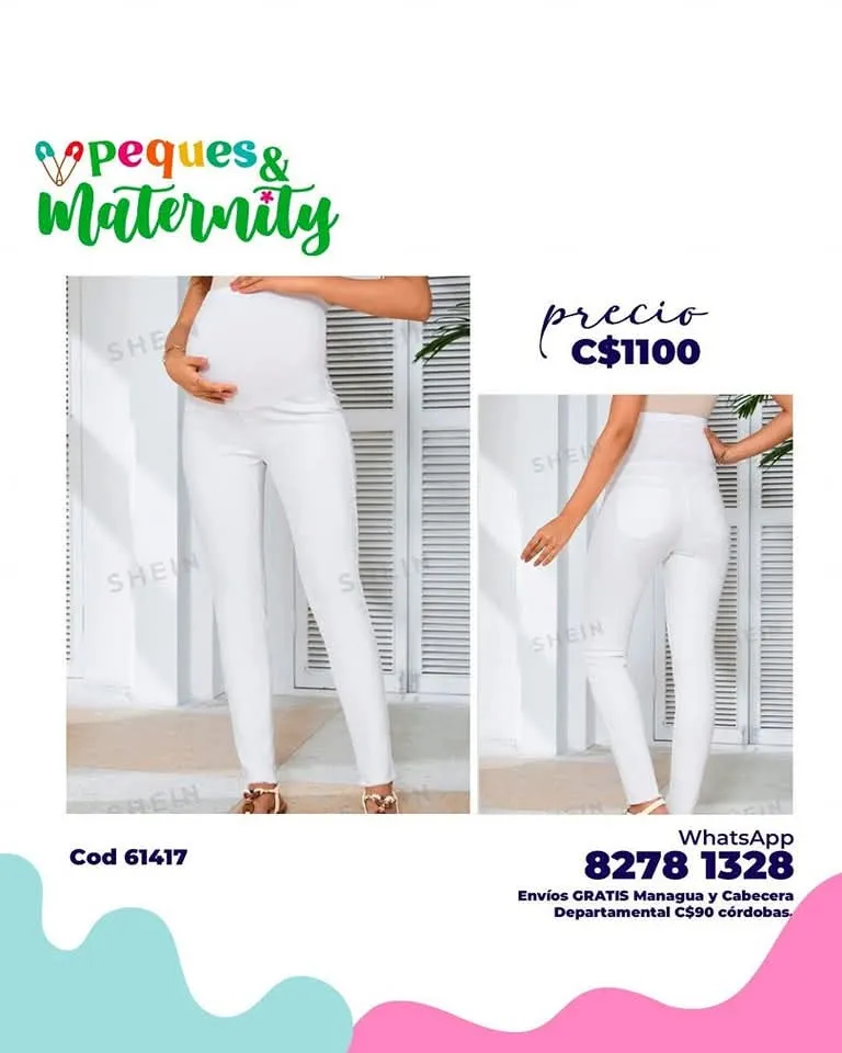 Pantalones de mezclilla diarios elásticos de unicolor para maternidad