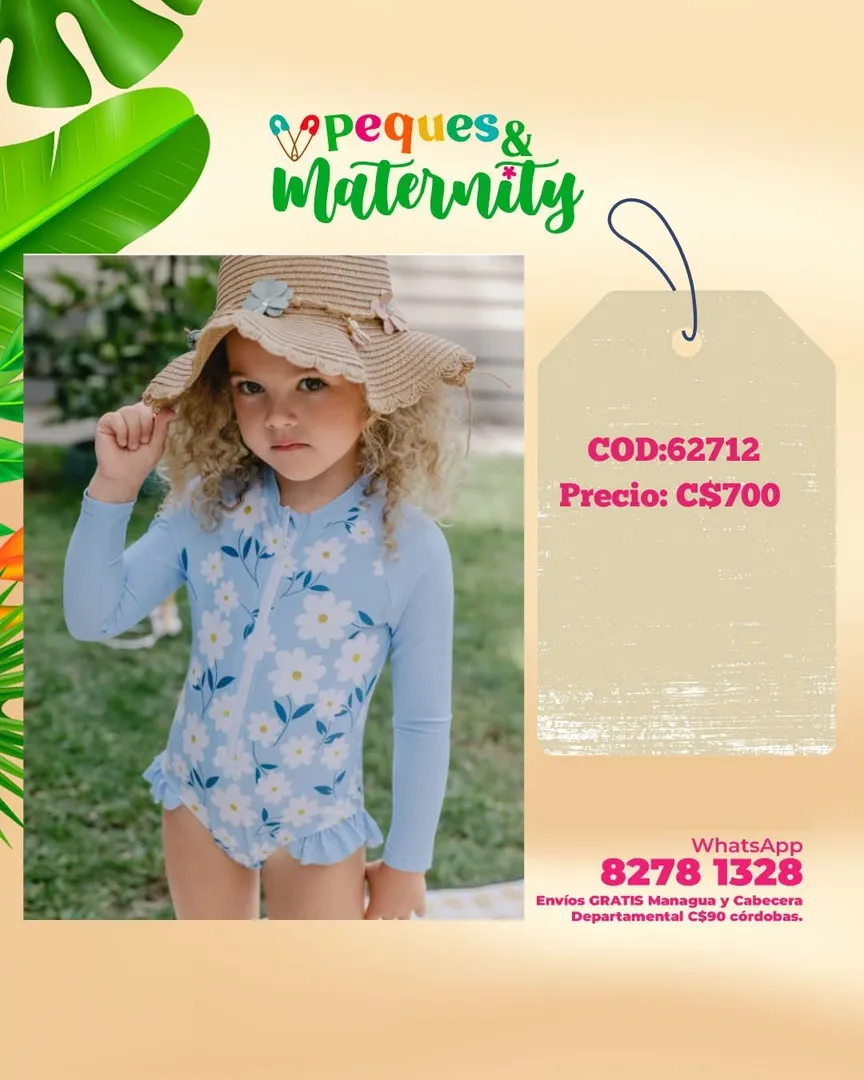 Traje De Baño De Una Sola Pieza Para Niña Con Diseño De Flores