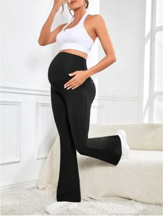Leggings negros de maternidad, acampanados y comodos