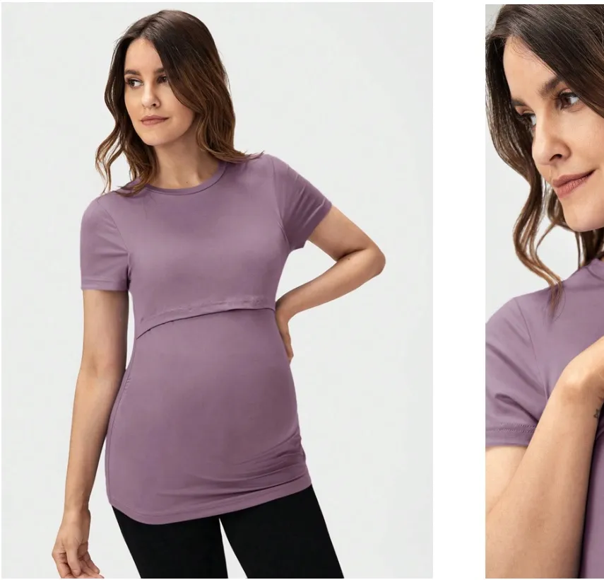 Camiseta casual lila de lactancia