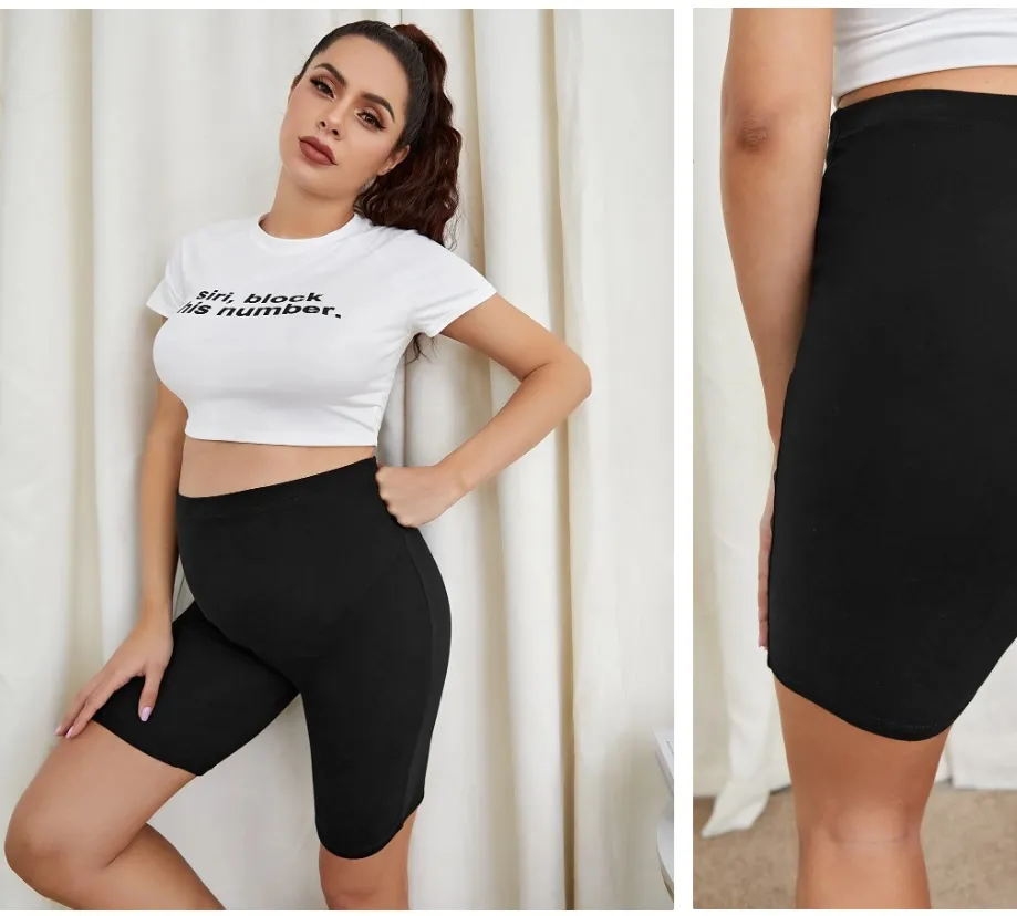 Short biker negro con ajustable en cintura de maternidad