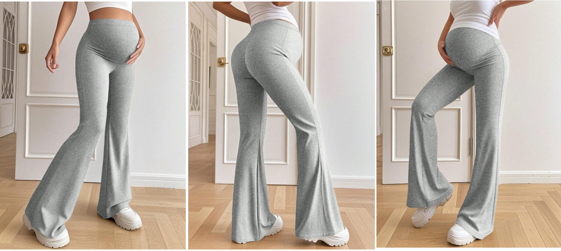 Leggings tipo flare con cintura alta, color gris