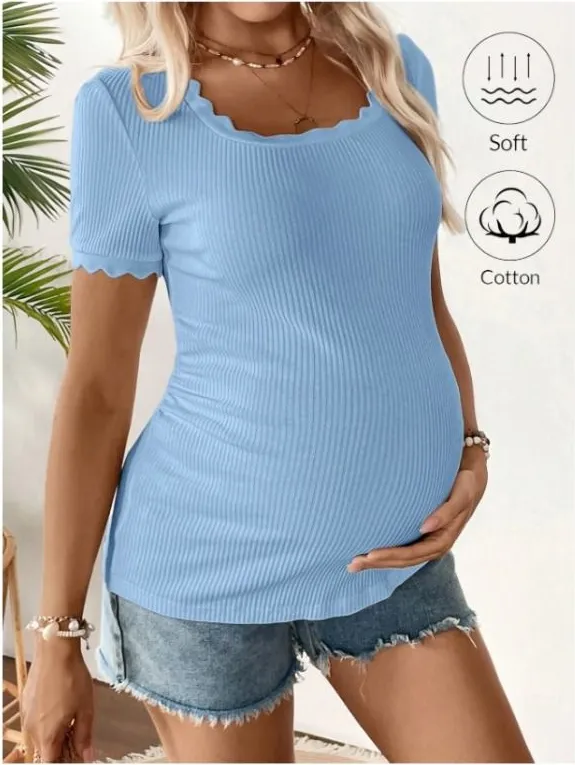 Camiseta ajustada casual color celeste