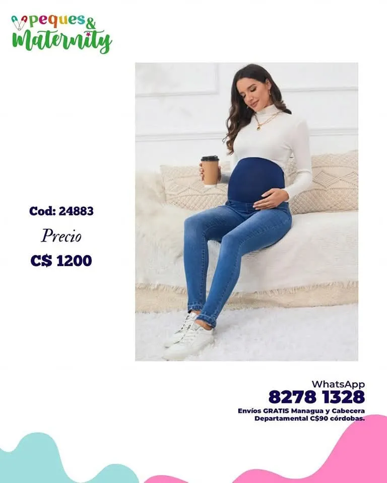 Jeans ajustados de cintura ancha azul
