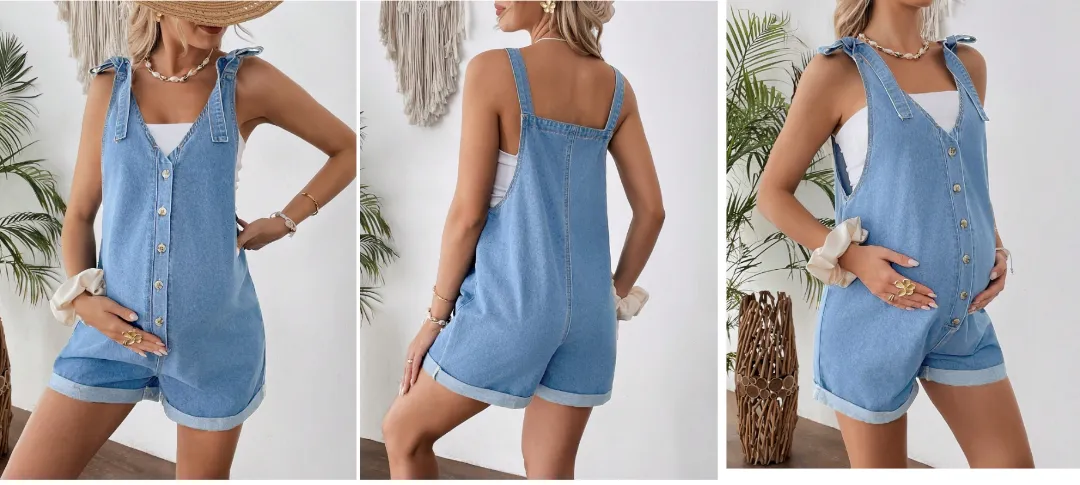 Overol-mono casual de mezclilla, color azul claro