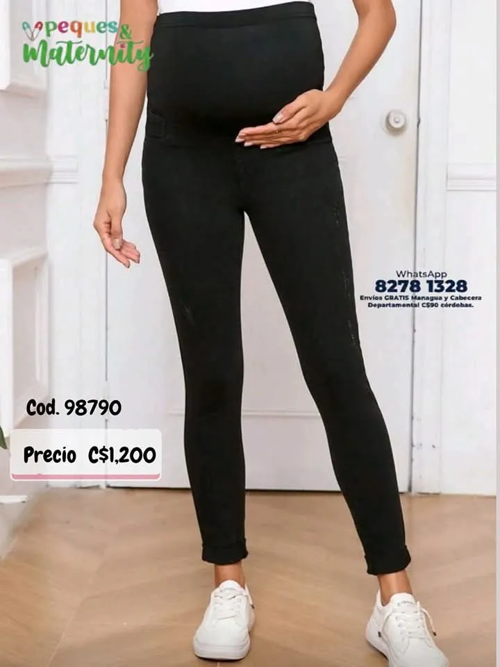 Jeans casuales ajustados de cintura alta para maternidad